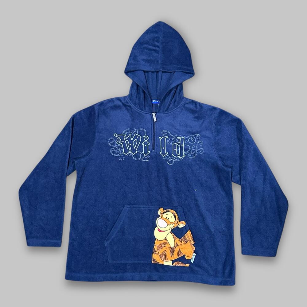 Vintage Disney Tigger “Wild” Graphic Blue Hoodie - Size XL